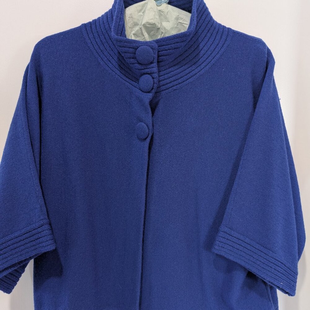 Royal Blue 100% wool sweater with 3/4 sleeves